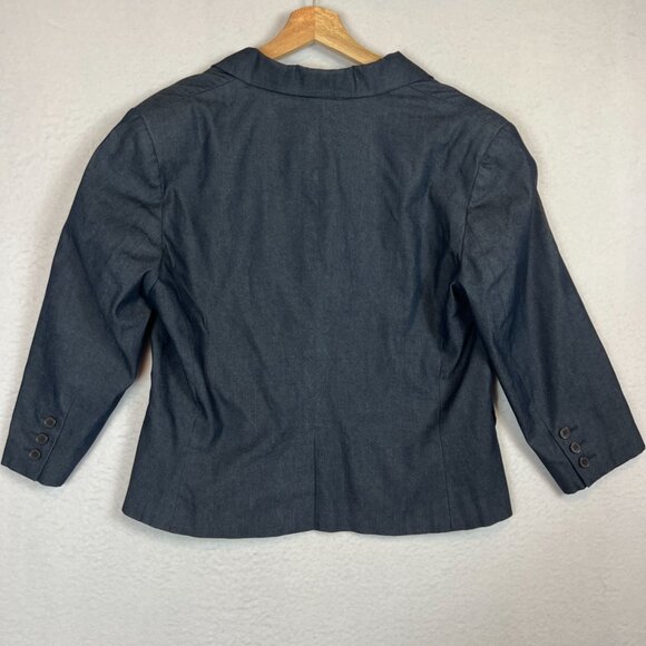 New York & Company Womens 3/4 Sleeve Dark Gray Stretch Blazer Two-Button Closure - Picture 9 of 14